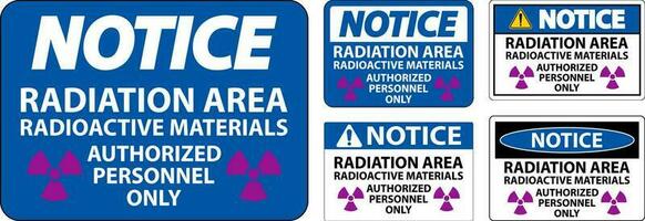 Radiation Notice Sign Caution Radiation Area, Radioactive Materials, Authorized Personnel Only vector