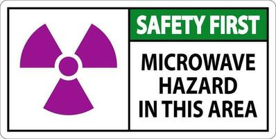 Safety First Sign Microwave Hazard Area vector