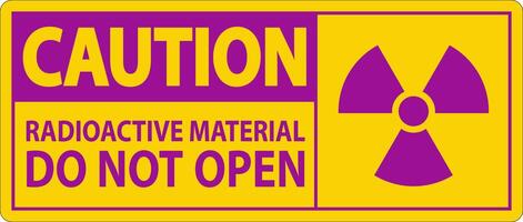 Caution Sign Radioactive Material Do Not Open vector