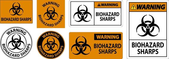 Warning Biohazard Label, Biohazard Sharps vector