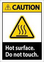 Caution Safety Label Hot Surface, Do Not Touch vector