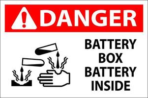 Danger Battery Box Battery Inside Sign With Symbol vector