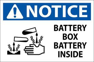 Notice Battery Box Battery Inside Sign With Symbol vector