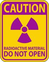 Caution Sign Radioactive Material Do Not Open vector