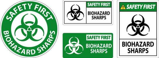 Safety First Biohazard Label, Biohazard Sharps vector