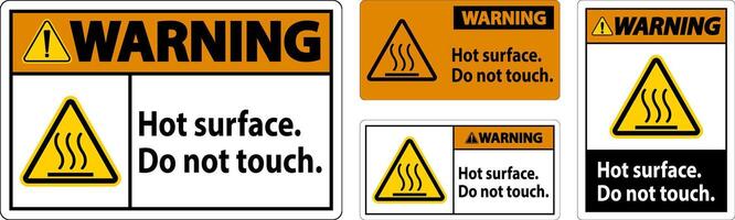 Warning Safety Label Hot Surface, Do Not Touch vector