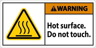 Warning Safety Label Hot Surface, Do Not Touch vector