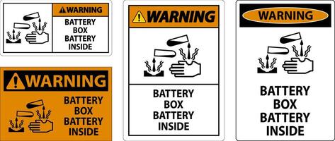 Warning Battery Box Battery Inside Sign With Symbol vector