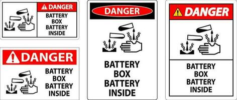 Danger Battery Box Battery Inside Sign With Symbol vector