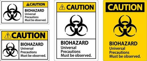 Biohazard Caution Label Biohazard Universal Precautions Must Be Observed vector