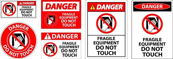 Danger Machine Sign Fragile Equipment, Do Not Touch vector