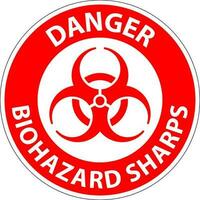 peligro peligro biológico etiqueta, peligro biológico objetos punzantes vector