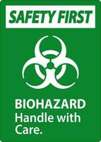 Biohazard Safety First Label Biohazard, Handle With Care vector