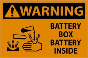 Warning Battery Box Battery Inside Sign With Symbol vector