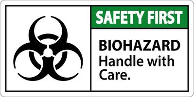 Biohazard Safety First Label Biohazard, Handle With Care vector