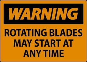 Warning Sign Rotating Blades May Start At Any Time vector