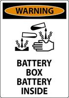 Warning Battery Box Battery Inside Sign With Symbol vector