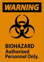 Warning Label Biohazard Authorized Personnel Only vector