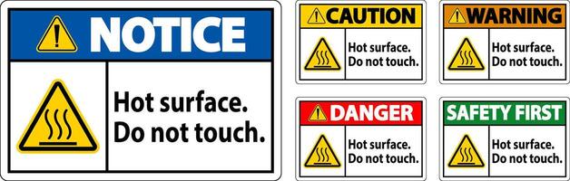 Caution Safety Label Hot Surface, Do Not Touch vector