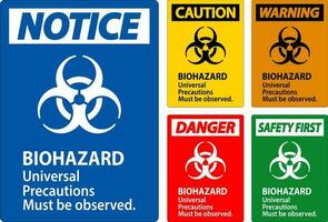 Biohazard Warning Label Biohazard Universal Precautions Must Be Observed vector