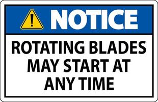 Notice Sign Rotating Blades May Start At Any Time vector