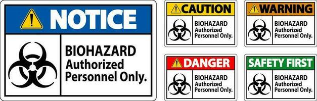 Warning Label Biohazard Authorized Personnel Only vector