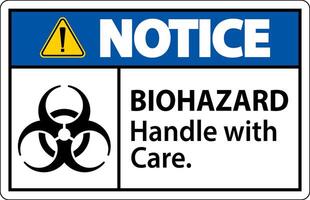 Biohazard Notice Label Biohazard, Handle With Care vector