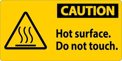 Caution Safety Label Hot Surface, Do Not Touch vector