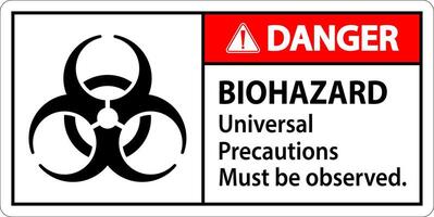 Biohazard Danger Label Biohazard Universal Precautions Must Be Observed vector