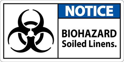 Biohazard Notice Label Biohazard Soiled Linens vector