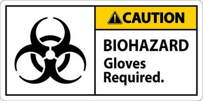 Biohazard Caution Label Biohazard Gloves Required vector