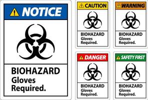 Biohazard Warning Label Biohazard Gloves Required vector