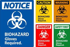 Biohazard Warning Label Biohazard Gloves Required vector