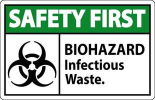 Biohazard Safety First Label Biohazard Infectious Waste vector