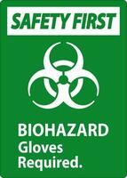 Biohazard Safety First Label Biohazard Gloves Required vector