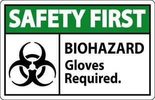 Biohazard Safety First Label Biohazard Gloves Required vector