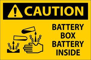 Caution Battery Box Battery Inside Sign With Symbol vector