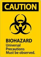 Biohazard Caution Label Biohazard Universal Precautions Must Be Observed vector