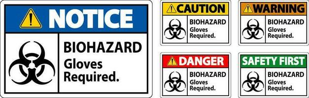 Biohazard Warning Label Biohazard Gloves Required vector