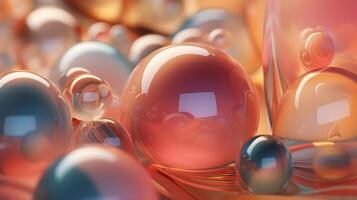 multicolor glass balls with reflections background photo