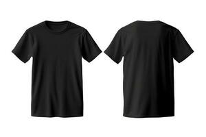 Plain black t-shirt front and back for mockup AI Generated photo
