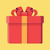 Gift box Vector illustration in flat style Isolated on yellow background