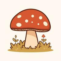 mushrooms in the grass cartoon vector