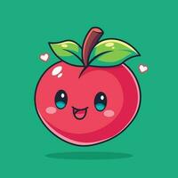 Cute cartoon apple character. Vector illustration in a flat style.