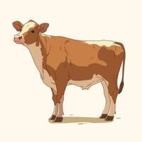 Brown adult cow illustration isolated background vector