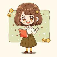 cute student holding book vector