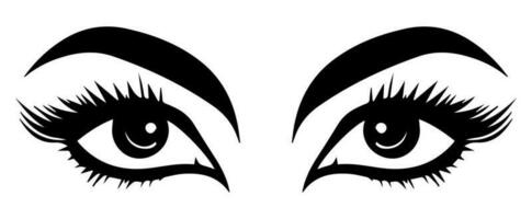 pair of eyes with eyebrows eyelashes vector graphic resources