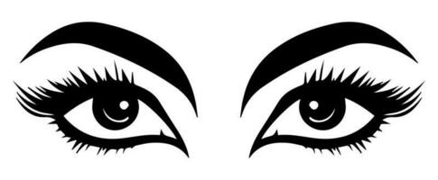 pair of eyes with eyebrows eyelashes vector graphic resources