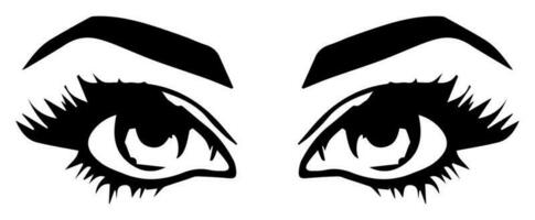 pair of eyes with eyebrows eyelashes vector graphic resources