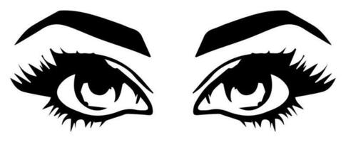 pair of eyes with eyebrows eyelashes vector graphic resources